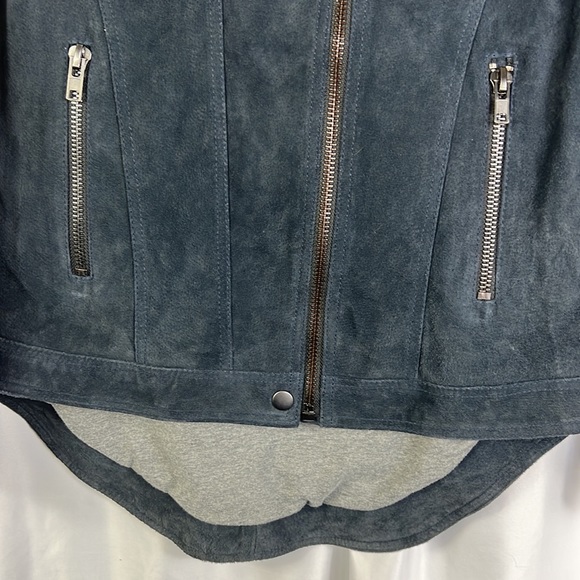 Chaser Moto Jacket Womens Medium Genuine Suede Color Block Collarless Full Zip - Picture 4 of 11